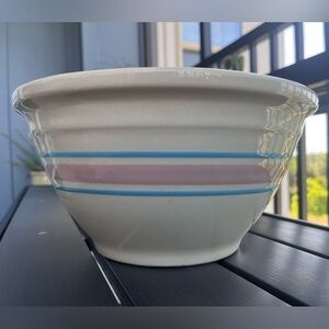 Vintage McCoy, Nelson Stoneware Pink & Blue Stripes collection - 10” Mixing Bowl